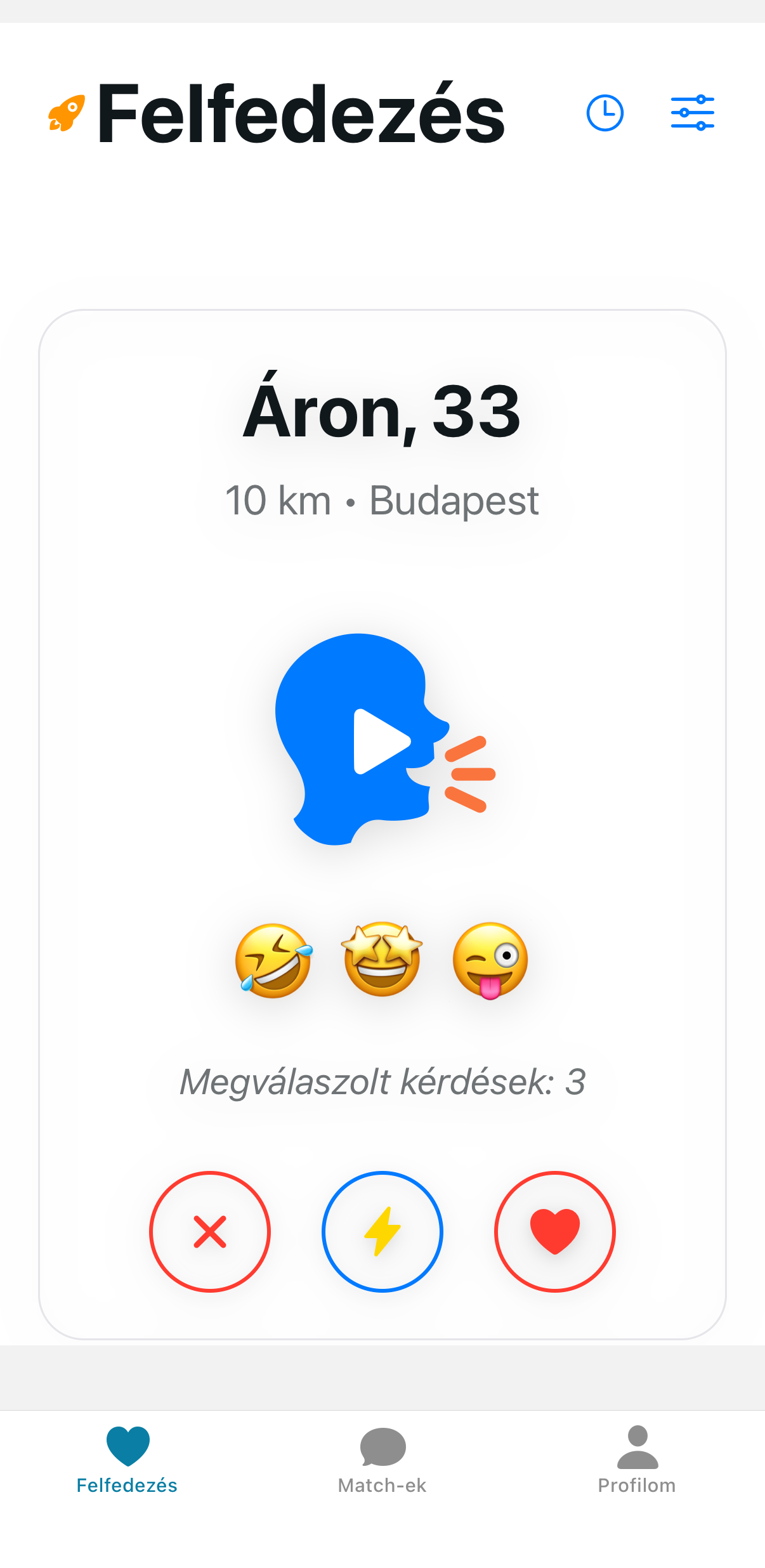 Soundate app - Áron profil