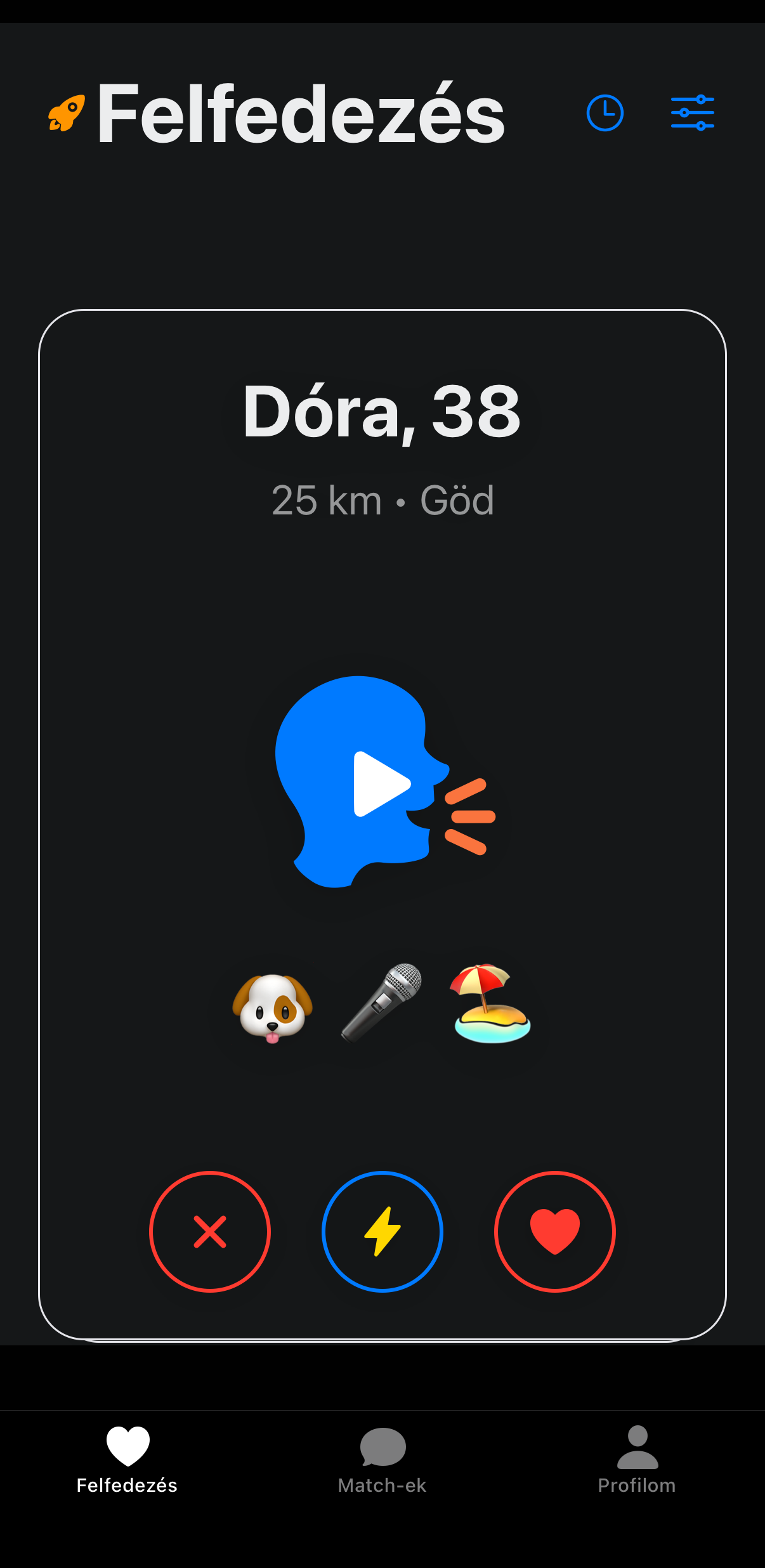 Soundate app - Dóra profil