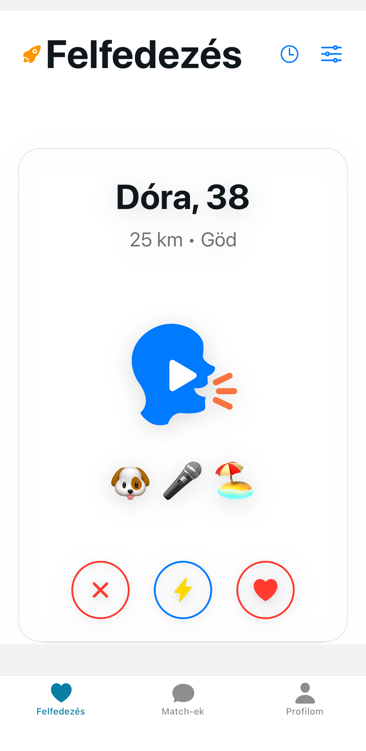 Soundate app - Dóra profil